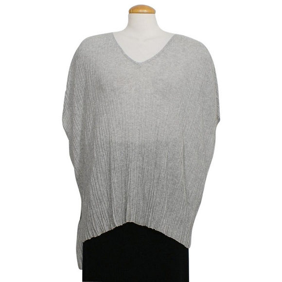 Gray Pressed Crinkle Box Tunic Sweater S